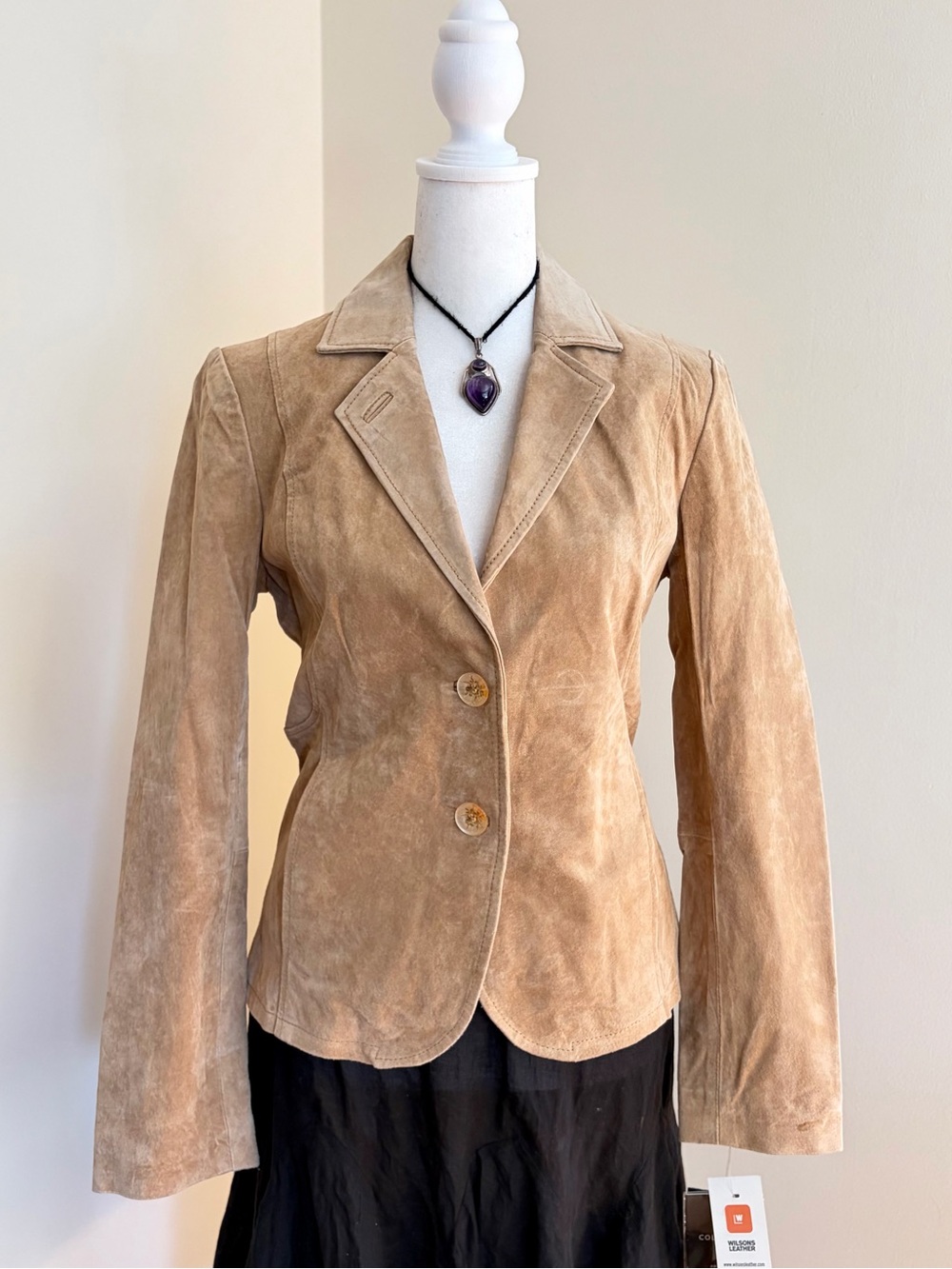 NEW vintage Y2K suede blazer jacket camel tan Wilson’s Leather 90s fall chic XS